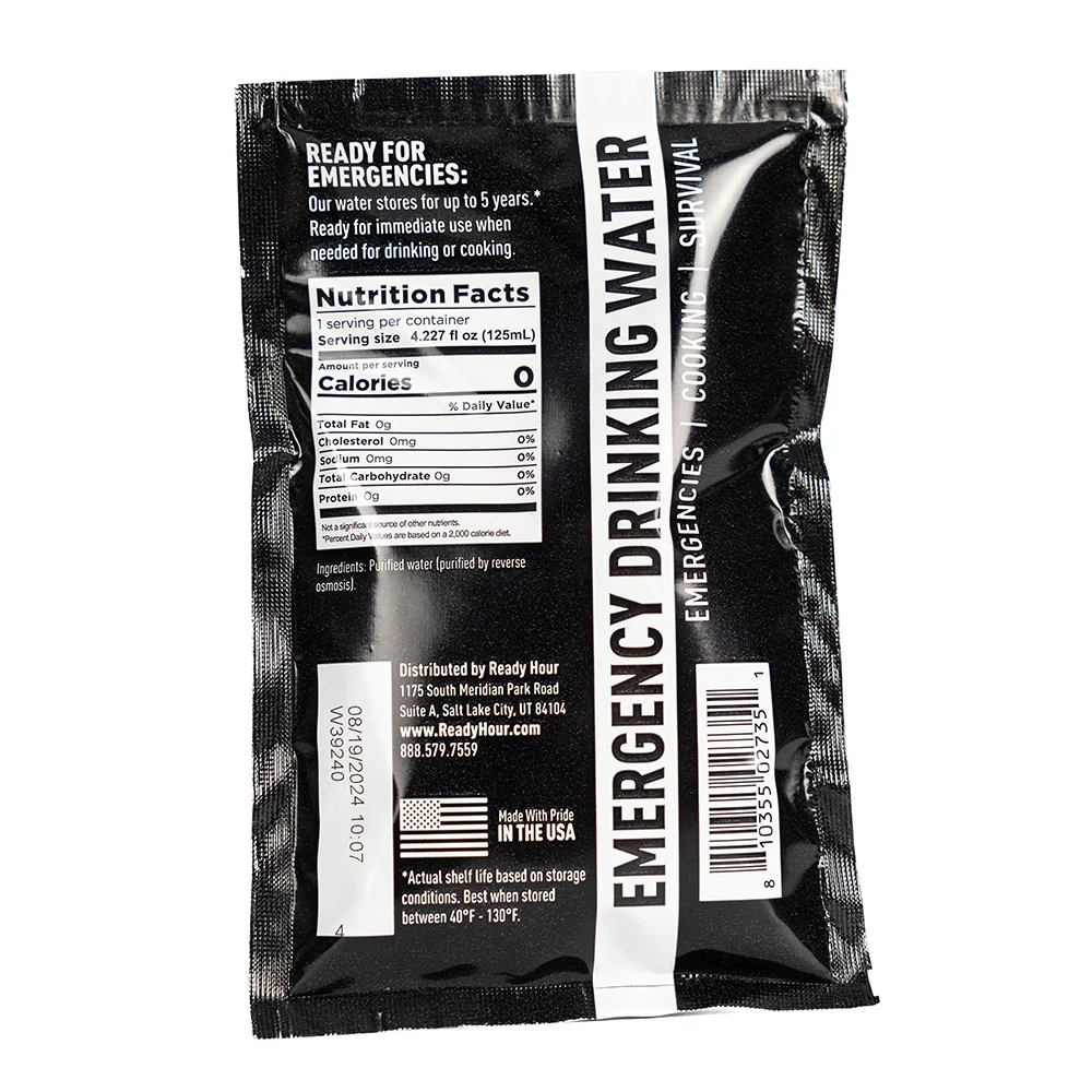 Emergency Water Pouch Case Pack (64 pouches) by Ready Hour - Image 3