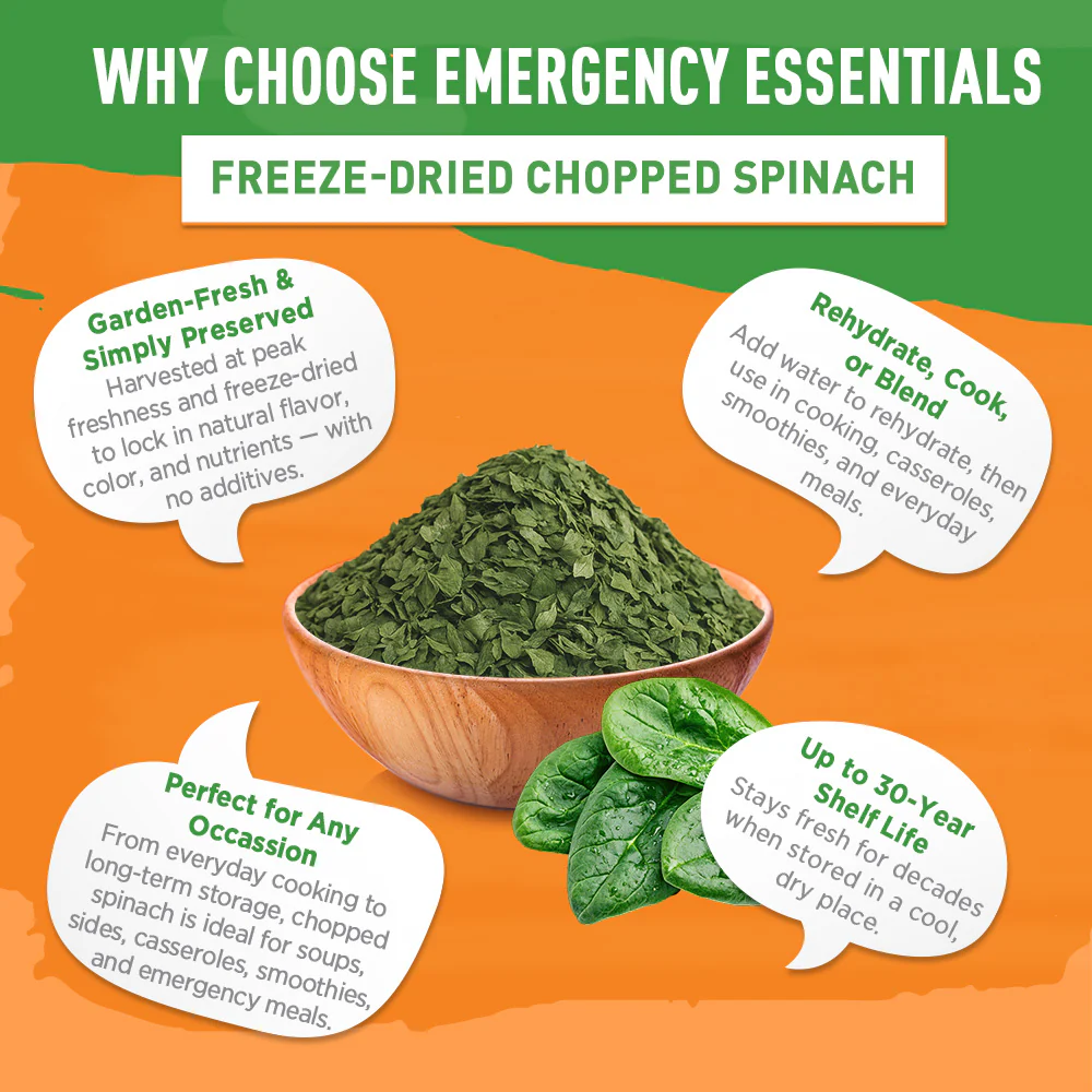 Emergency Essentials® Freeze-Dried Chopped Spinach Large #10 Can - Image 5