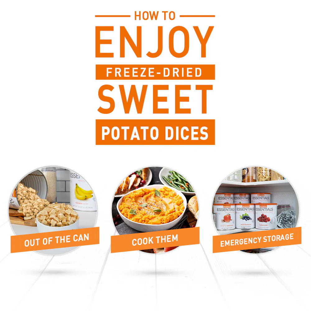 Emergency Essentials® Freeze-Dried Sweet Potato Dices with Peel Large #10 Can - Image 4