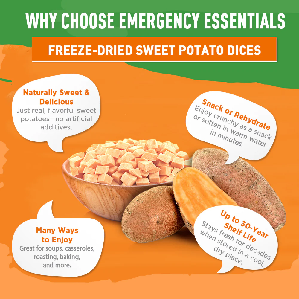 Emergency Essentials® Freeze-Dried Sweet Potato Dices with Peel Large #10 Can - Image 5